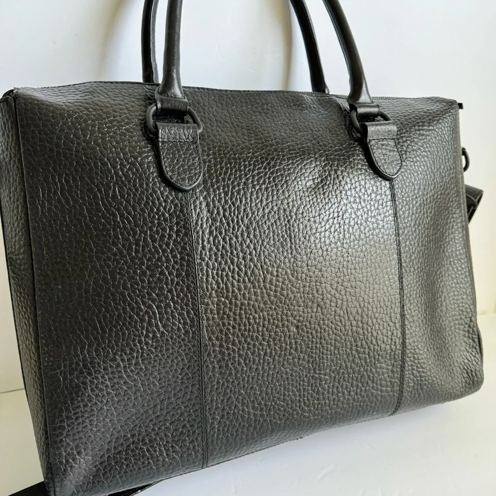 VelRossi Leather Laptop Bag Work Briefcase Black Vel Rossi Italy Italian Pebbled